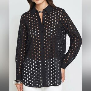 L'AGENCE Lindy Eyelet Blouse in Black